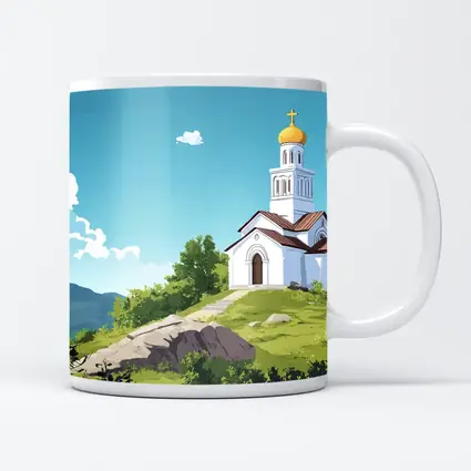 Orthodox Church Hilltop Anime Style Landscape