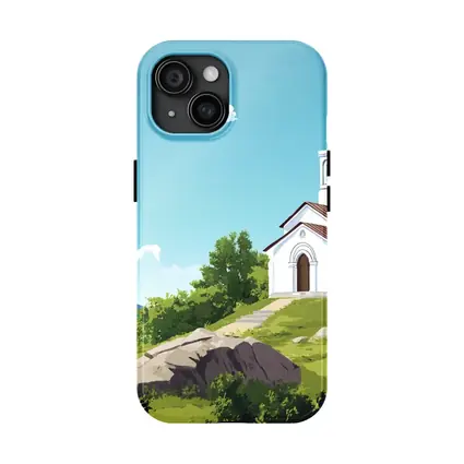 Orthodox Church Hilltop Anime Style Landscape