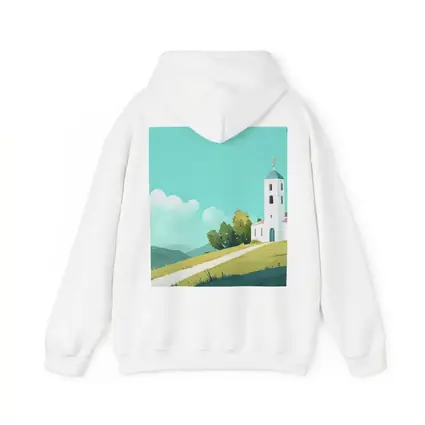 White Church on Hill Illustration Art