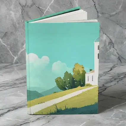 White Church on Hill Illustration Art