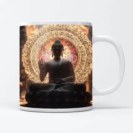 Buddha Statue Glowing Mandala Spiritual Light