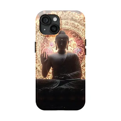 Buddha Statue Glowing Mandala Spiritual Light