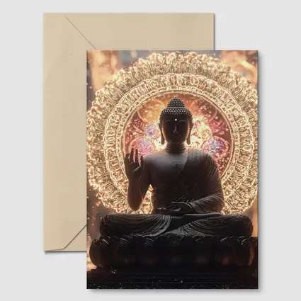 Buddha Statue Glowing Mandala Spiritual Light