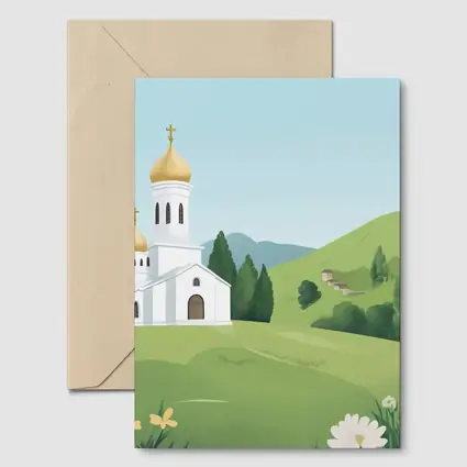 Orthodox Church Golden Domes Green Hills