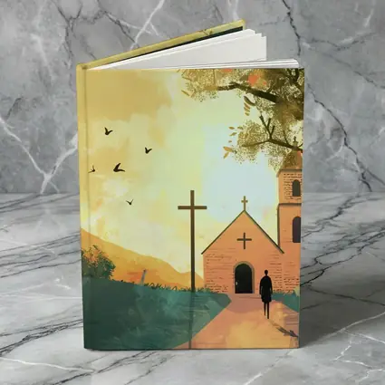 Church Cross Illustration Warm Autumn Landscape