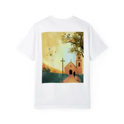 Church Cross Illustration Warm Autumn Landscape