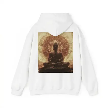 Buddha Statue Golden Mandala Fire Background