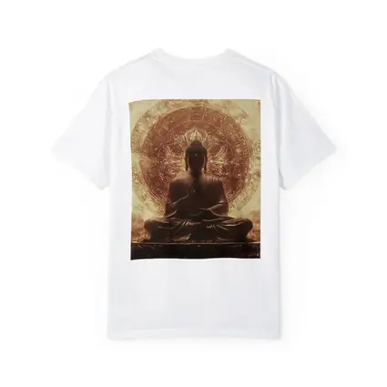 Buddha Statue Golden Mandala Fire Background