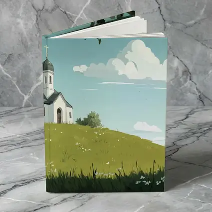 White Chapel On Green Hill Illustration