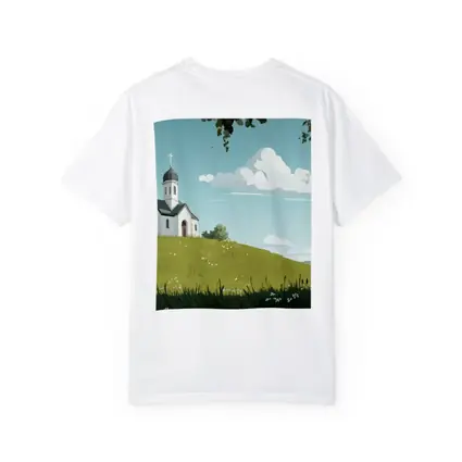 White Chapel On Green Hill Illustration