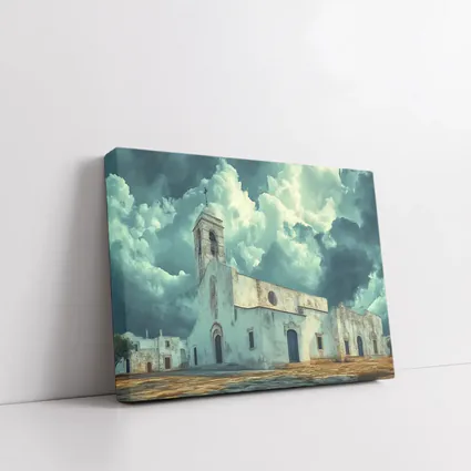 White Church Storm Clouds Dramatic Sky