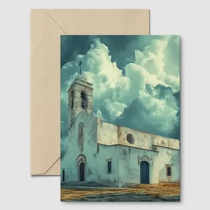 White Church Storm Clouds Dramatic Sky