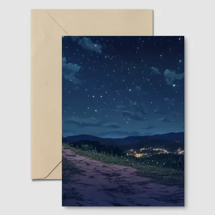 Jesus Cross Anime Night Sky Hill