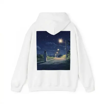 Anime Girl Walking Starry Night Road