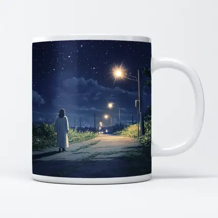 Anime Girl Walking Starry Night Road