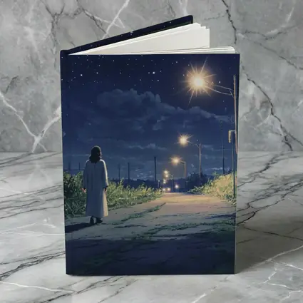 Anime Girl Walking Starry Night Road