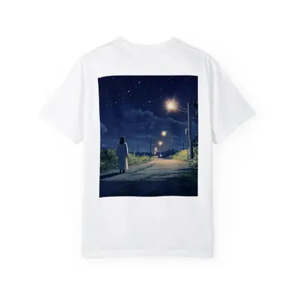 Anime Girl Walking Starry Night Road