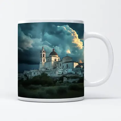 Italian Hill Town Church Storm Clouds