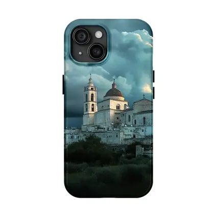 Italian Hill Town Church Storm Clouds