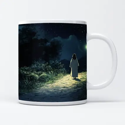 Anime Figure Walking Starry Night Path