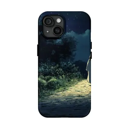 Anime Figure Walking Starry Night Path