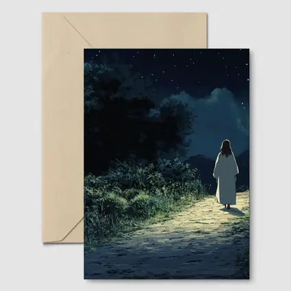Anime Figure Walking Starry Night Path