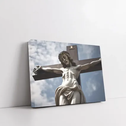 Jesus Christ Crucifixion Statue Cloudy Sky