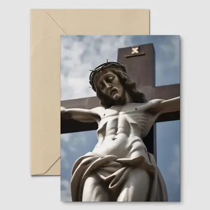 Jesus Christ Crucifixion Statue Cloudy Sky