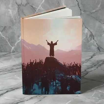 Jesus Preaching To Crowd Mountain Sunset