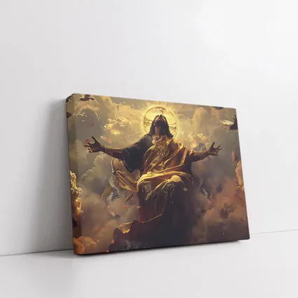 Jesus Christ Ascending Gold Divine Clouds Art