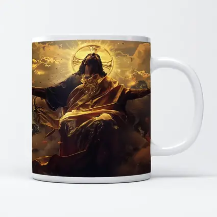 Jesus Christ Ascending Gold Divine Clouds Art