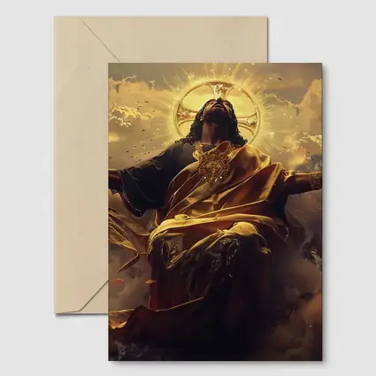 Jesus Christ Ascending Gold Divine Clouds Art