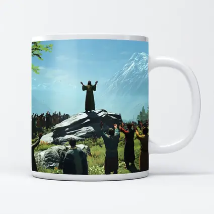 Jesus Preaching to Crowd Mountain Landscape