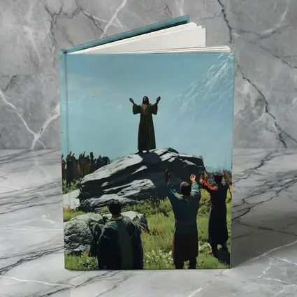 Jesus Preaching to Crowd Mountain Landscape