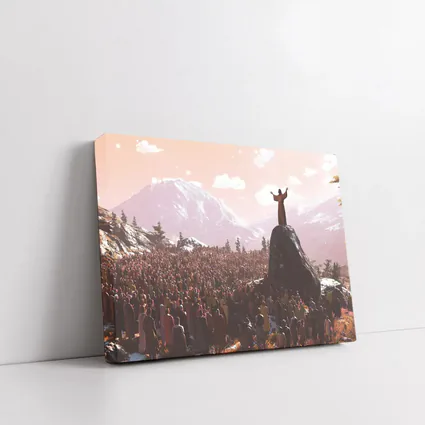 Jesus Preaching to Crowd Mountain Landscape