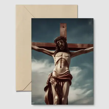 Jesus Christ Crucifixion Statue Dramatic Sky