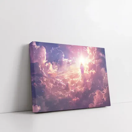 Jesus Walking Through Glowing Heavenly Clouds