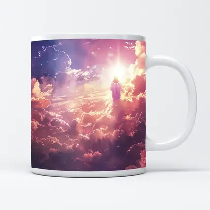 Jesus Walking Through Glowing Heavenly Clouds