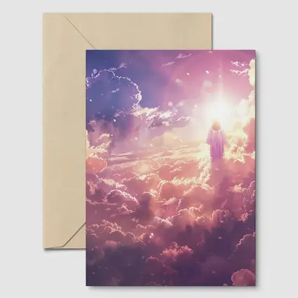 Jesus Walking Through Glowing Heavenly Clouds