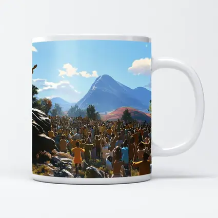 Jesus Preaching to Large Crowd Mountains
