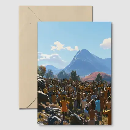 Jesus Preaching to Large Crowd Mountains