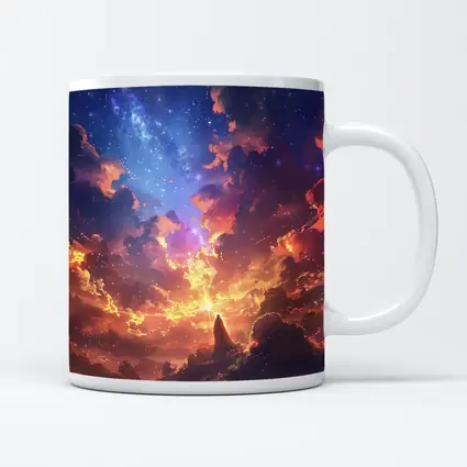 Anime Fantasy Sky Lone Figure Glowing Clouds