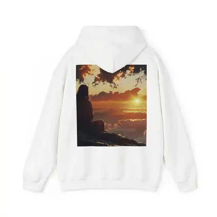 Jesus Sitting Above Clouds Golden Sunset