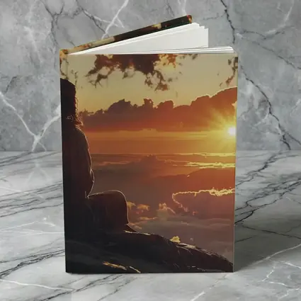 Jesus Sitting Above Clouds Golden Sunset