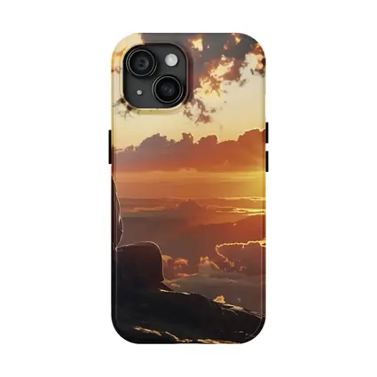 Jesus Sitting Above Clouds Golden Sunset