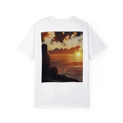 Jesus Sitting Above Clouds Golden Sunset