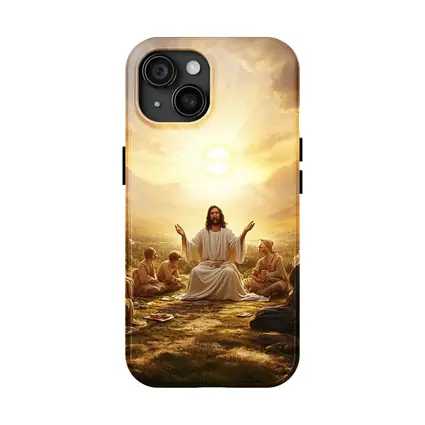 Jesus Teaching Disciples Golden Sunrise Mountains