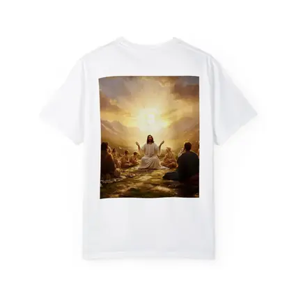 Jesus Teaching Disciples Golden Sunrise Mountains