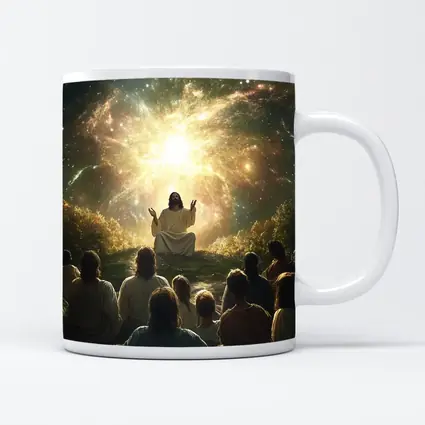 Jesus Preaching Under Cosmic Galaxy Light