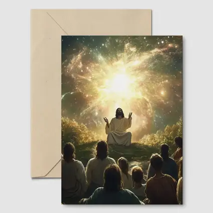 Jesus Preaching Under Cosmic Galaxy Light